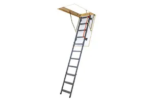 Sectional loft ladder with a metal ladder
